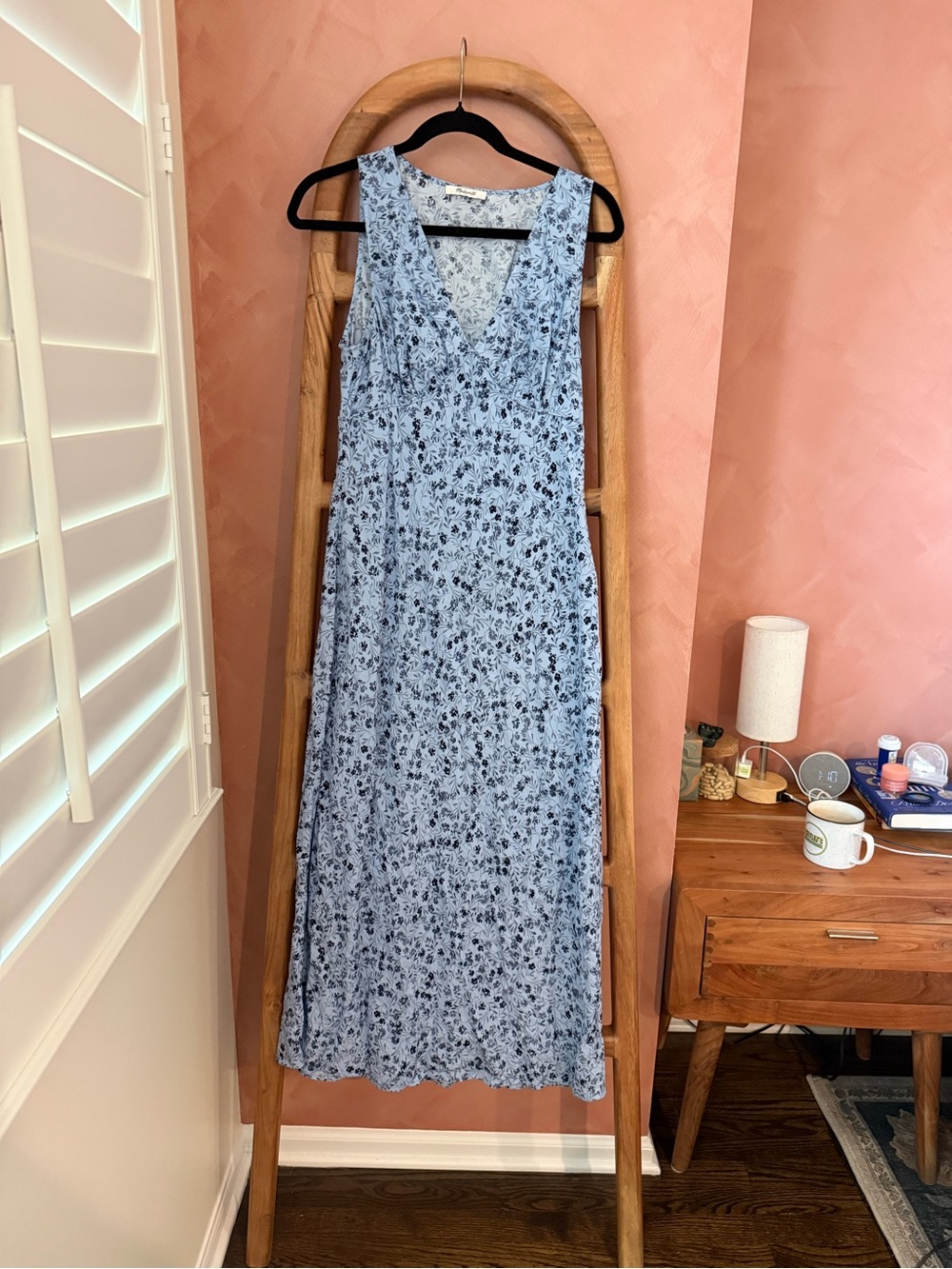 Madewell Light Blue Floral V-Neck Maxi Dress - Women